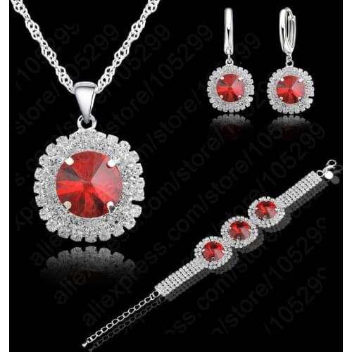 Romantic Women Wedding Jewelry Sets 925 Sterling Silver Cubic Zircon Necklace&Earring&Bracelet Set Shiny Gift for Lover