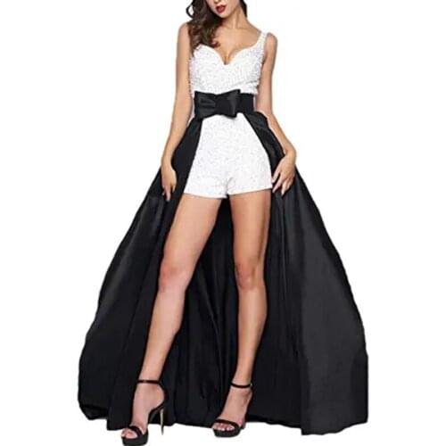 Detachable Overskirt Black Satin Removable Wedding Train Skirt Wide Waistband Bow Floor Length for Bridal Wedding Accessories