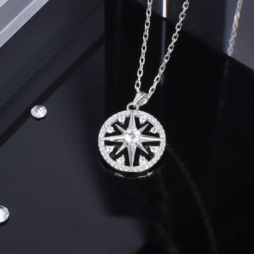 Hiyong 925 Silver Anise Star Necklace Shooting Star Shines Eight-pointed Star Necklaces 925 Sterling Silver Women Clavicle Chain