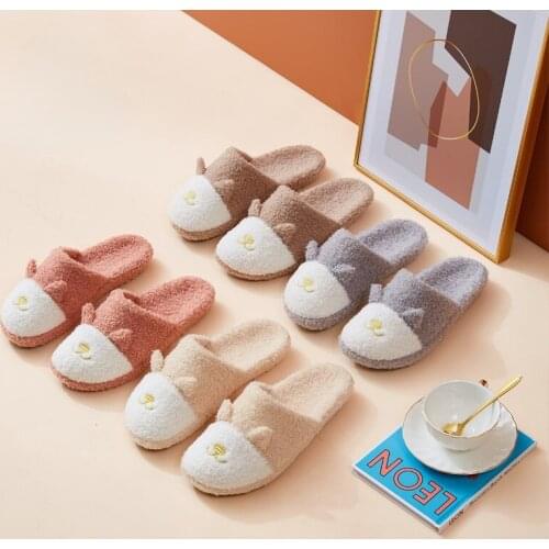 Autumn and Winter Plush Slippers Fox Cartoon Home Basin Bottom Home Cotton Slippers Floor Cotton Shoes