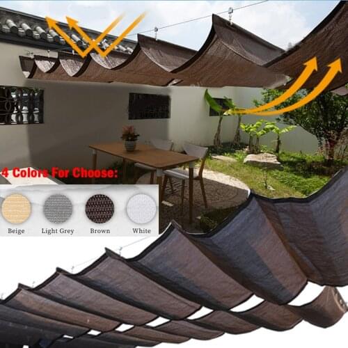 Customize Width 1.2M Telescopic Wave Sun Shade Net Thicken Balcony Terrace Sunshade Nets Outdoor Swimming Pool Sunshade Sails
