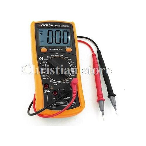 VICROR 89A LCD Display Ammeter Voltmeter Ohmmeter Capacimeter Multitester w Lead