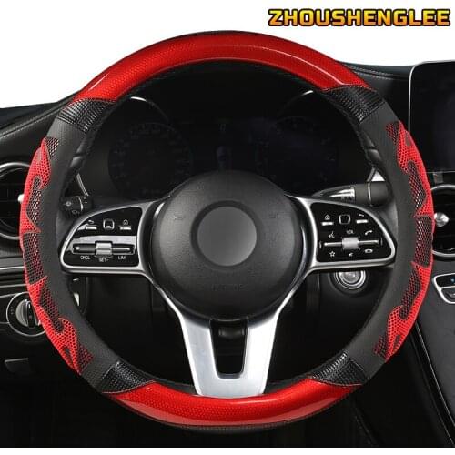 ZHOUSHENGLEE Microfiber Leather Car Steering Wheel Cover For Mitsubishi ASX Outlander Lancer Pajero L200 Mirage Triton Attrage
