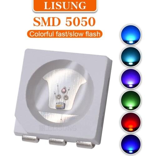 1000pcs/bag 5050 Smd RGB LED colorful Multicolor Flicker Light Emitting Diode Lamps Blinking Slow fast Flashing Wirh ic Chip LED