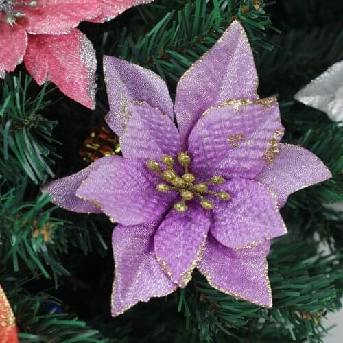 2Pcs 13cm Phnom Penh Simulation Flower Christmas Decoration Gold Powder Christmas Tree Christmas Flower Garland Accessories