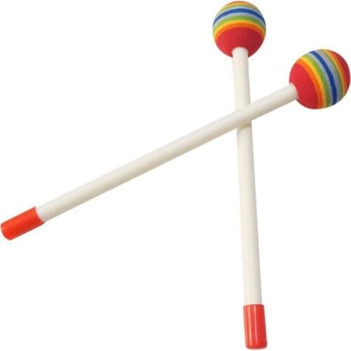 2Pcs/Set Lollipop Head Wooden Hand Percussion Drum Mallets Children Music Toy New