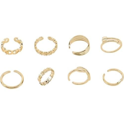 8pcs /set Women Ring Adjustable Fashion Open Ring Design Cute Love Fashion Jewelry For Women Young Girl Gift