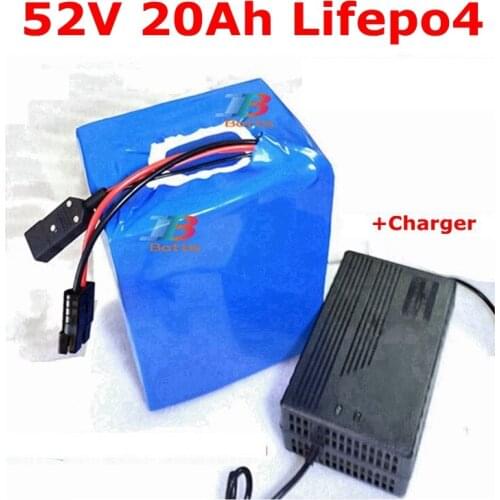52v 20ah lifepo4 battery 48v 20ah lifepo4 cell with BMS 17s 54.4v for 2000w scooter eletrico ebike skateboard + charger