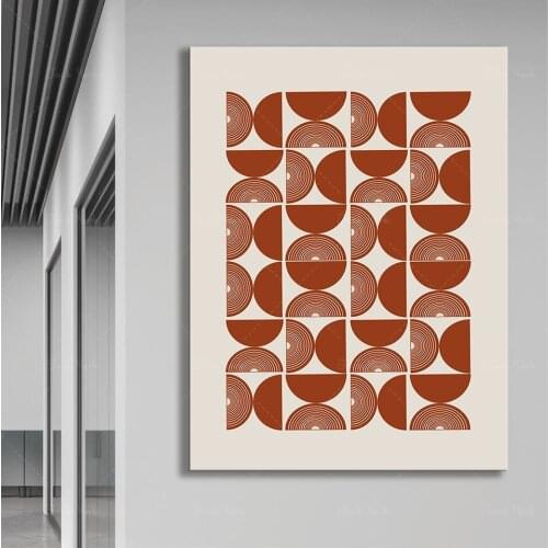 Bauhaus I Mounted Abstract Wall Art Minimalist Love Canvas Poster Boho Paintings for Interior Abstraction Decor