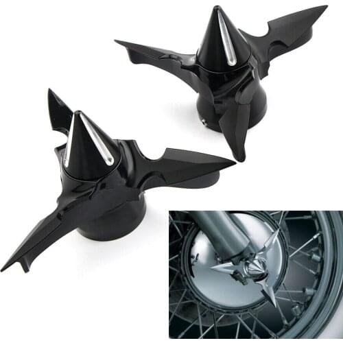 Black Spun Blade Spinning Axle Caps For Harley 1 1/8" Touring 2008-2017 Street Glide Dyna Sportster 883 1200