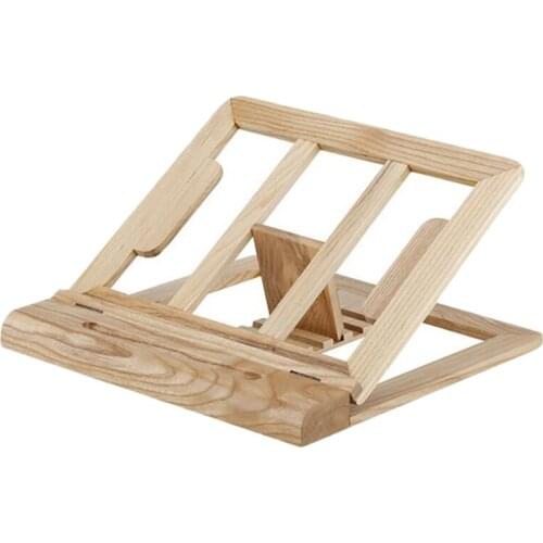 Wooden Notebook Stand, Adjustable Height Foldable Heat Dissipation Tablet Stand for 11-17 Inches