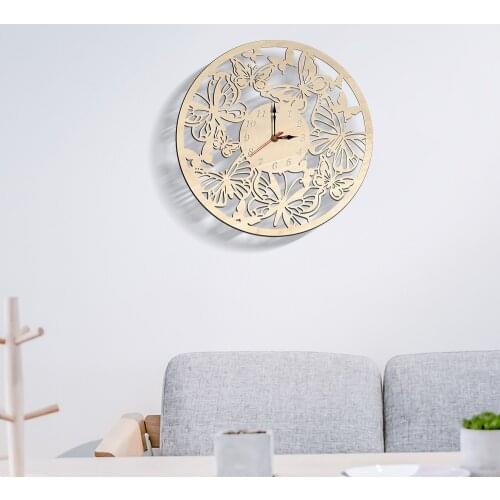 Wooden hollow wall clock Nordic home decoration silent clock