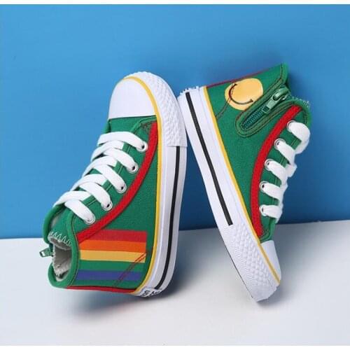 Children High-top Canvas Girls School Shoes Spring Autumn Outside Travel Canvas Shoes Boys Candy Color Sneakers Kids Tennis Shoe