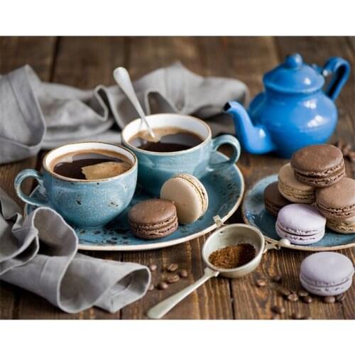 DIY Digital Painting By Numbers Package Coffee macarons oil painting mural Kits Coloring Wall Art Picture Gift frameless