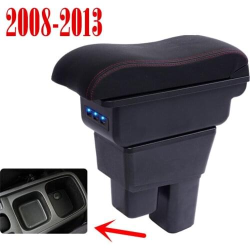 For Honda Fit Jazz 2nd generation armrest box central Store content Storage box with cup holder ashtray USB interface 2008-2013