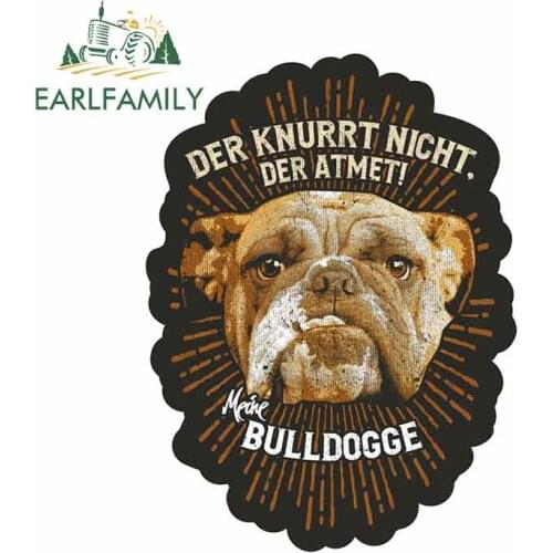 EARLFAMILY 13cm x 9.7cm For Weatherproof English Bulldog Dogs Breed Gift Fine Decal Waterproof 3D Car Stickers Vinyl Car Wrap