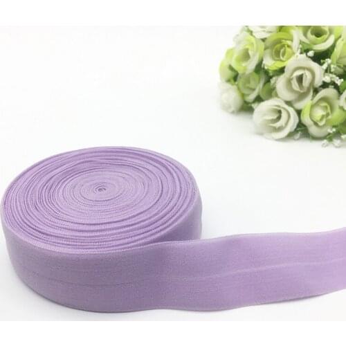 5Yards/lot 1" (25mm)Wide Light purple Fold Over Elastic Spandex Satin Band Ties Hair Accessories Lace Trim