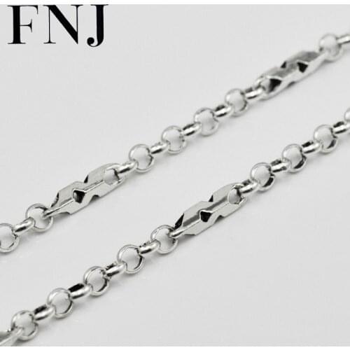 FNJ 925 Silver Link Chain for Jewelry Making width 3mm New Fashion Original S925 Thai Silver Women Necklace
