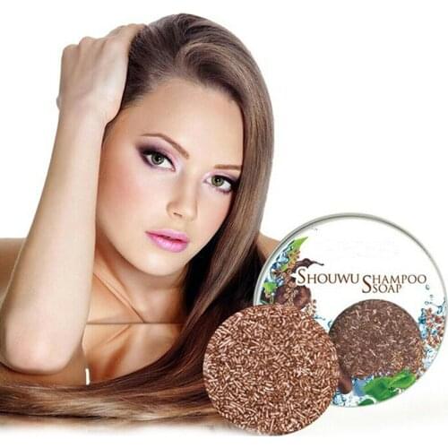 Hot! Natural Organic Mild Formula Hair Shampoo Soap Hair Polygonum Essence Hair Darkening Shampoo Bar Soap Gray Hair Cleansing