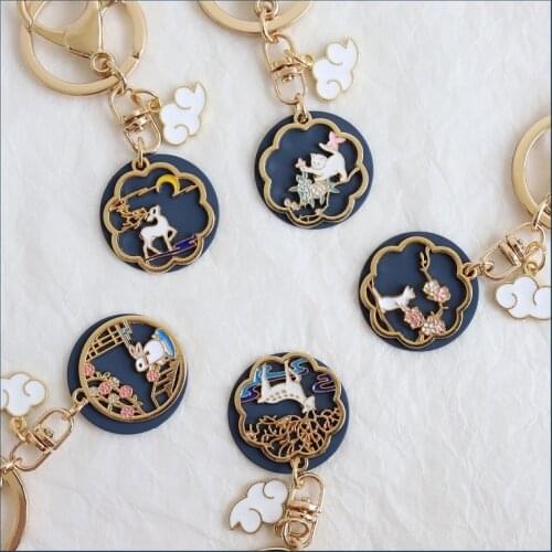 Kawaii Ins Rabbit Cute Cat Keychain Bag Pendant Car Keyring Couple Jewelry Accessories Keychains for backpacks Anime Accessories