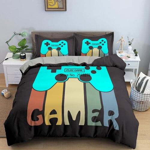 Fashion 3d Game Printed Bedding Set New Gamer Gamepad Duvet Cover with Pillowcase Cartoon Bed Linen Set for Adult Kids 2/3pcs
