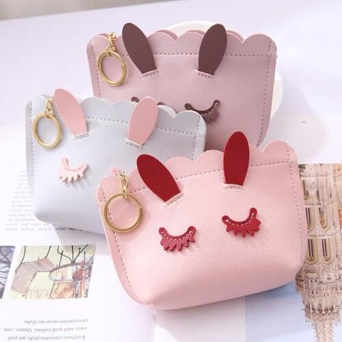 2019 Fashion Cute Smile Ears Coin Purse Fresh Delicate Women Girl Teenager Mini Change Wallet Keyhain Case Pouch Money Bags Gift