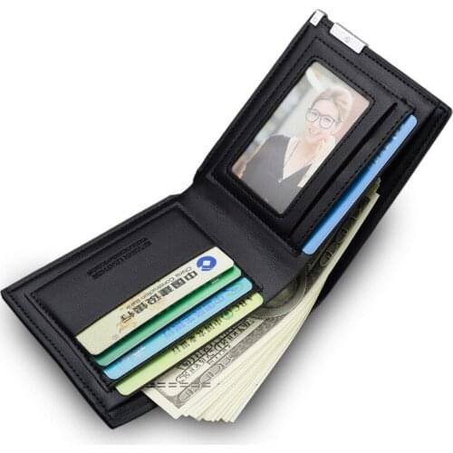 Men Wallet Fashion Short Design Hasp ID Credit Card Holder Man PU Leather Purse Solid Color Coin Pocket Billeteras Male Cartera