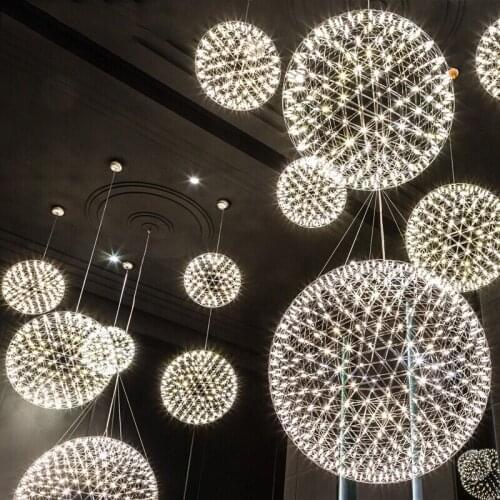 Restaurant creative Nordic post-modern chandelier living room light firework planet art spherical starry spark ball chandelier