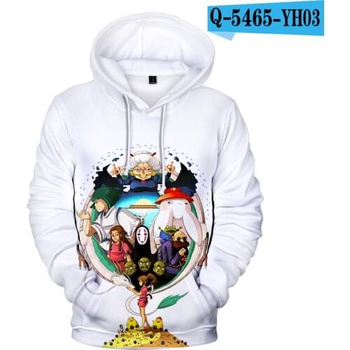 Japanese Anime Cartoon Spirited Away 3D Digital Printing Trend Hooded Sweater Mens and Womens Sweater 2021