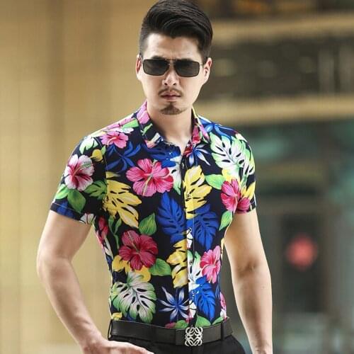 2021 New Summer Holiday Fashion Casual Mens Short-sleeved Floral Shirt High Quality Hawaiian Vacation Shirt Flower Mens