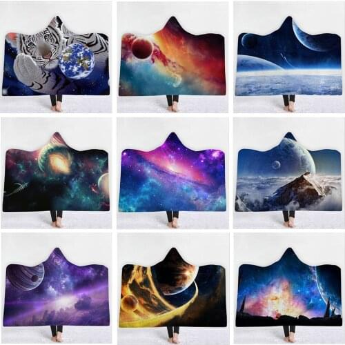 Home Textile Blanket 3D Printed Universe Series Hooded Blanket Winter Warm Soft Throw Blanket plaide couverture adulte T526