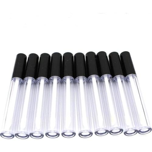 10pcs 3ml Plastic Frosted Empty Lipgloss Tube n black Lid,Clear Plastic Cosmetic Lip Gloss Container,Concealer RefillableBottle