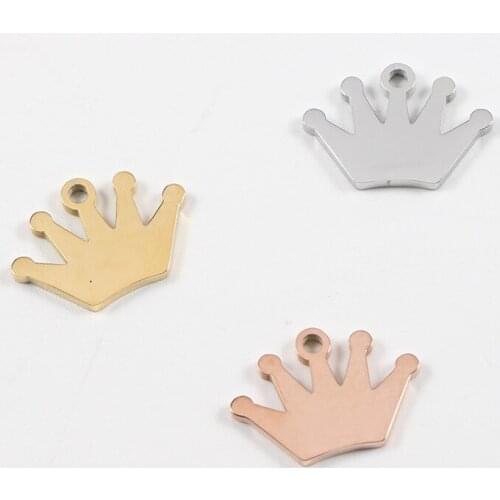 10pcs/Lot Real Stainless Steel Mirror Polished Crown Charm Pendant for DIY Jewelry Making 12*16mm