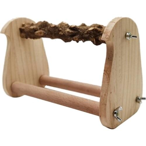 Pet Parakeet Budgie Hanging Play Toys Bird Cage Wood Branch Stand Perches Parrot Wooden Resk Holder Perches Platform