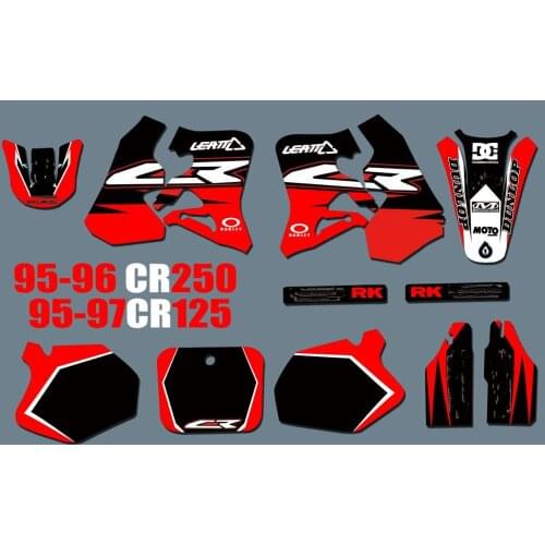 Full set of Stickers Kits Free Custom Number Graphics Decals For Honda CR250 CR 250 CR250R 1995 1996 CR125 CR 125 1995 1996 1997