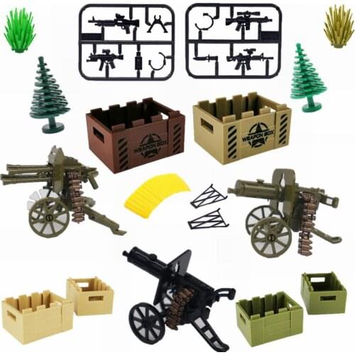 Military Weapon Series Toys for Children Weapon Cases Trees Guns Piece Models Creator Fences Militarys Compatible Building Block