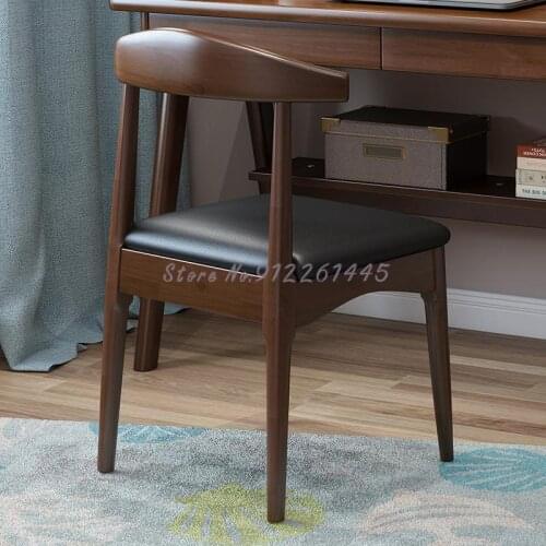 Horn Chair Solid Wood Nordic Dining Chair Home Desk Backrest Simple Modern Computer Chair Childrens Study Chair Stool