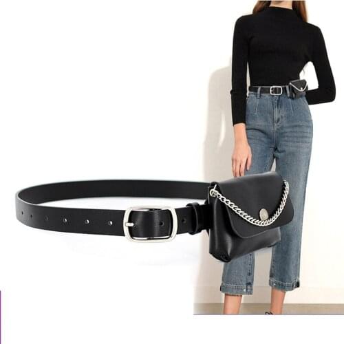 Ansloth Removable Women Belt Bag Mini Waist Bag PU Leather Fanny Pack Luxury Brand Black Women Bag 2021 Fashion Hit HPS1191