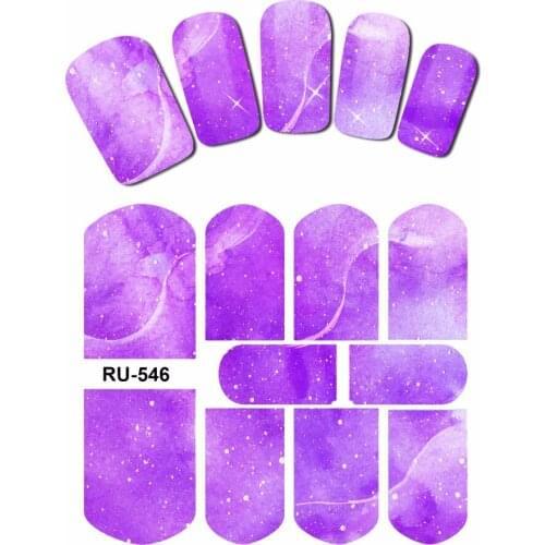 UPRETTEGO NAIL ART WATER STICKER DECAL FULL COVER FLOWER RAINBOW MULTI COLORS STONE PATTERN SKY STARY NIGHT CLOUD RU541-546