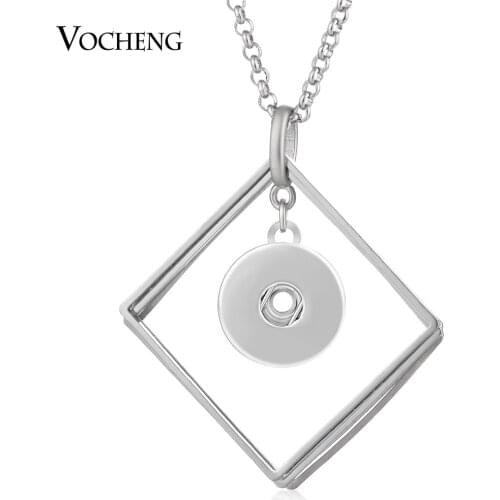 Vocheng Snap Charms Button Necklace for 18mm Square Shape Pendant with Stainless Steel Chain NN-580
