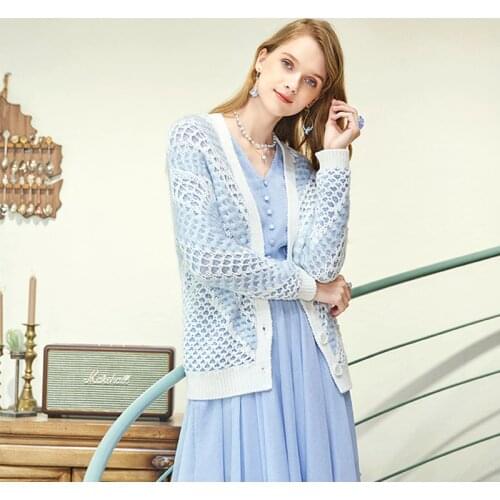 CLEARANCE ARTKA 2018 Autumn New All-match Contrast Color Lazy Style Knitted Cardigan Sweater YB11087Q