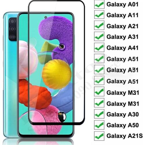 Full Protective Glass For Samsung Galaxy A01 A11 A21 A31 A41 A51 A71 Tempered Glass A21S M11 M21 M31 A30 A50 Screen Protector