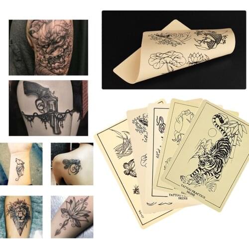 1pc Tattoo Practice Skin Double Pattern Design Tattoo Beginner Skin Practice Blank Double Sides Fake Skin Tattoo Supplies Tool