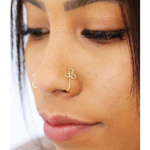 1PC Geometry Spiral Fake Piercing Jewelry Stainless Steel Nose Ring Cuff Women Clip On Nose Evil Eye Charm Ethnic Gifts