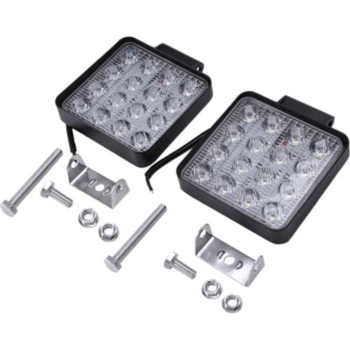 2 pcs 48W 6000k LED Spot Beam Square Work Lights Lamp Tractor SUV Truck 4WD 12V 24V With Installation Accessories