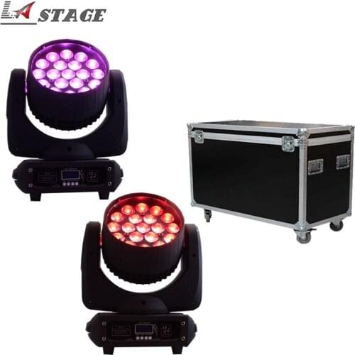 Free Shipping 2pcs/Lot Flightcase Rgbw 19x12 Led Bee Eye Led Zoom Moving Head Beam Wash Light Stage Effect DJ DMX Disco Light
