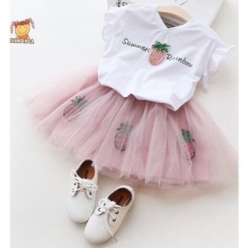 2PCs Girls Princess Dress For Kids Tulle Summer Style Cat Cartoon Cute Cartoon Casual Children Clothes Party Girls Dresses