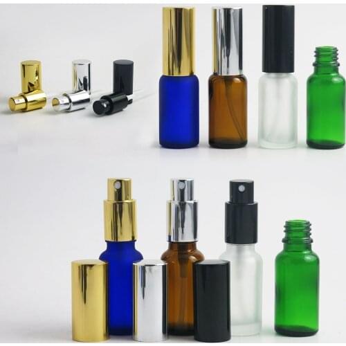 360 x 20ml Frosted Clear Blue Green Glass Essence Oil Contaienrs With Fine Mist Spryaer for Perfume Using 2/3oz Glass Parfum