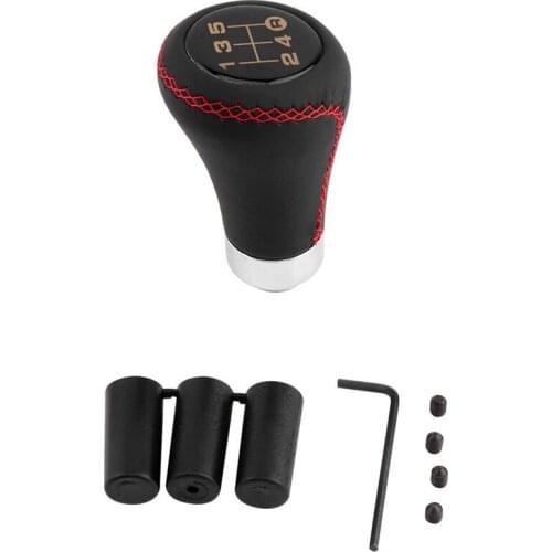 5 Speed Universal Black Leather Stitcher Manual Car Gear Stick Shift Knob Shifter