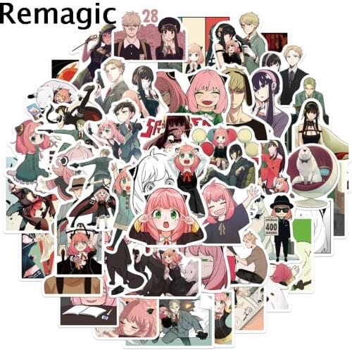 50pcs SPY FAMILY Cartoon scrapbooking Stickers packs Waterproof Skateboard Suitcase Guitar Graffiti decals pasters Kid Toy